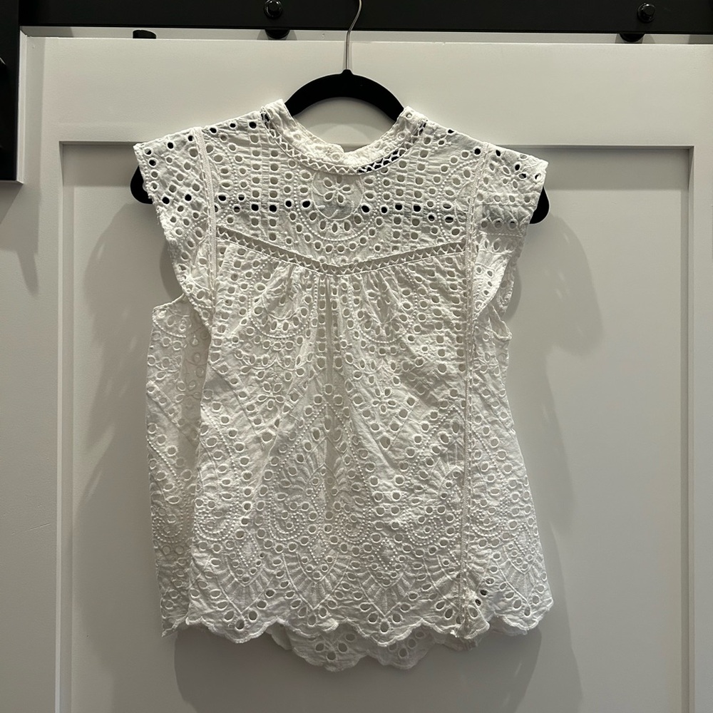 7 FOR ALL MANKIND White Eyelet Sleeveless Blouse (S)